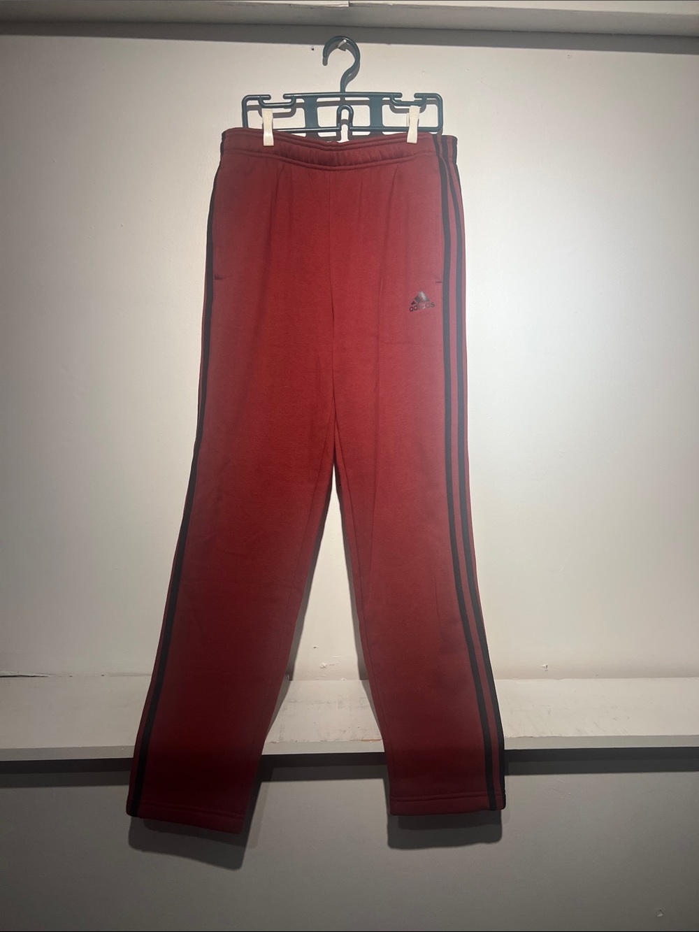 adidas Kids Red Sweatpants with Black Side Stripes and Logo